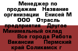 Менеджер по продажам › Название организации ­ Енисей-М, ООО › Отрасль предприятия ­ Другое › Минимальный оклад ­ 100 000 - Все города Работа » Вакансии   . Пермский край,Соликамск г.